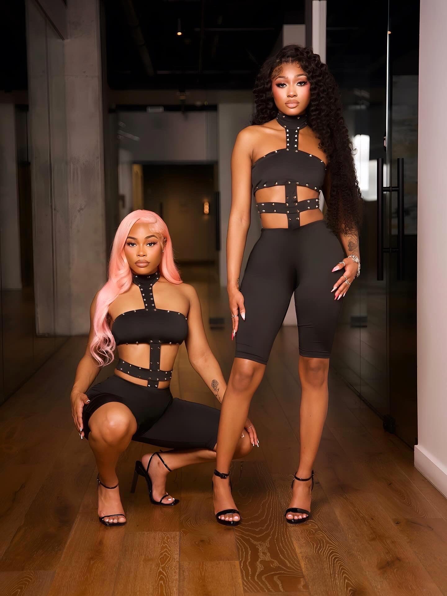 Rhinestone Cutout Romper